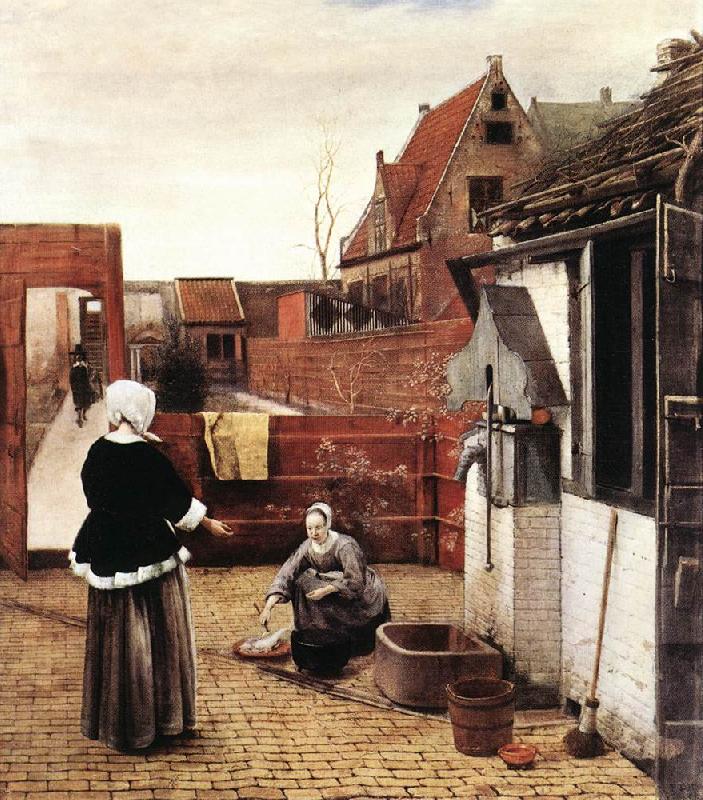 HOOCH, Pieter de Woman and Maid in a Courtyard st Sweden oil painting art